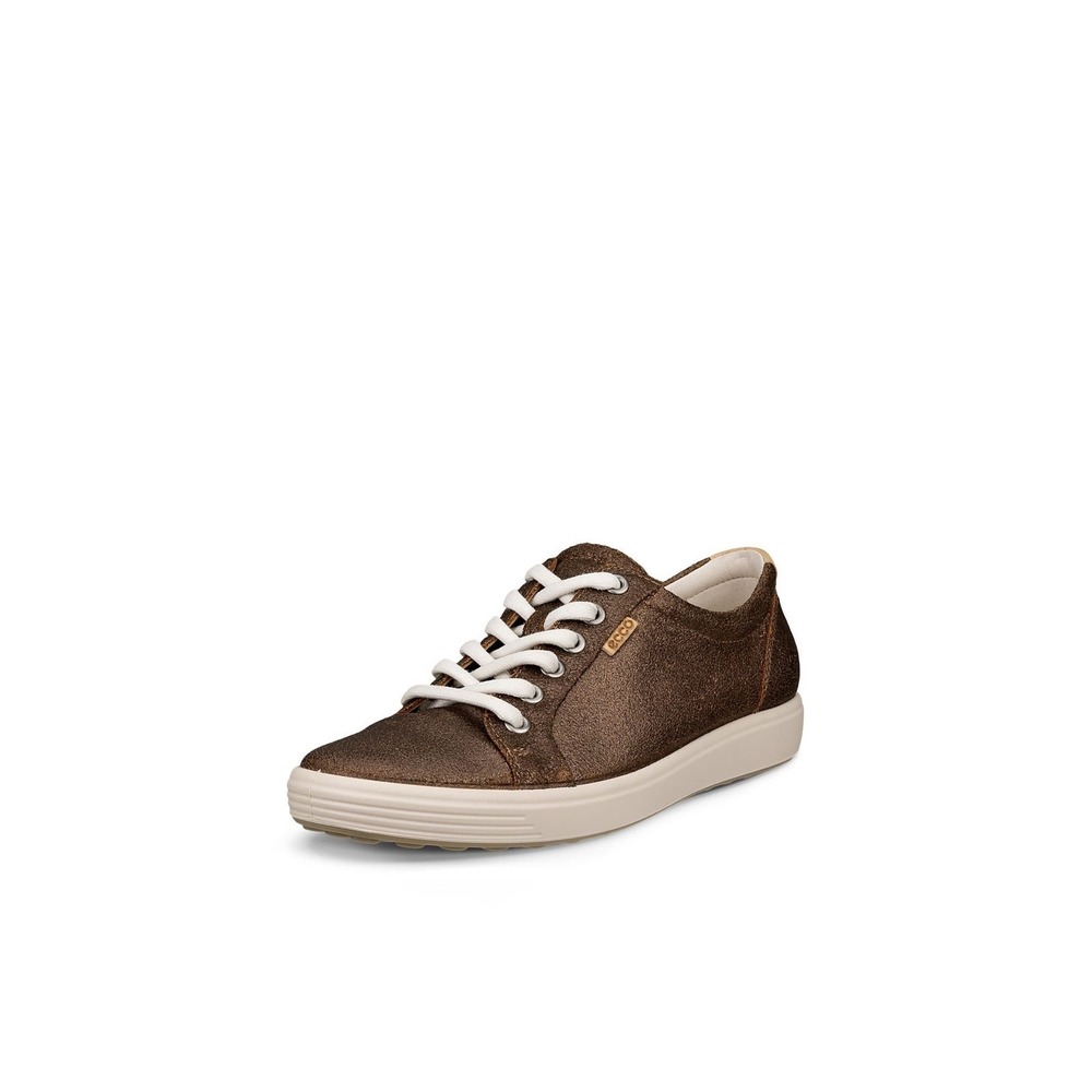 NEW ECCO Soft 7‎ Sneakers Metallic Bronze Copper Leather Lace Up Size 5-5.5